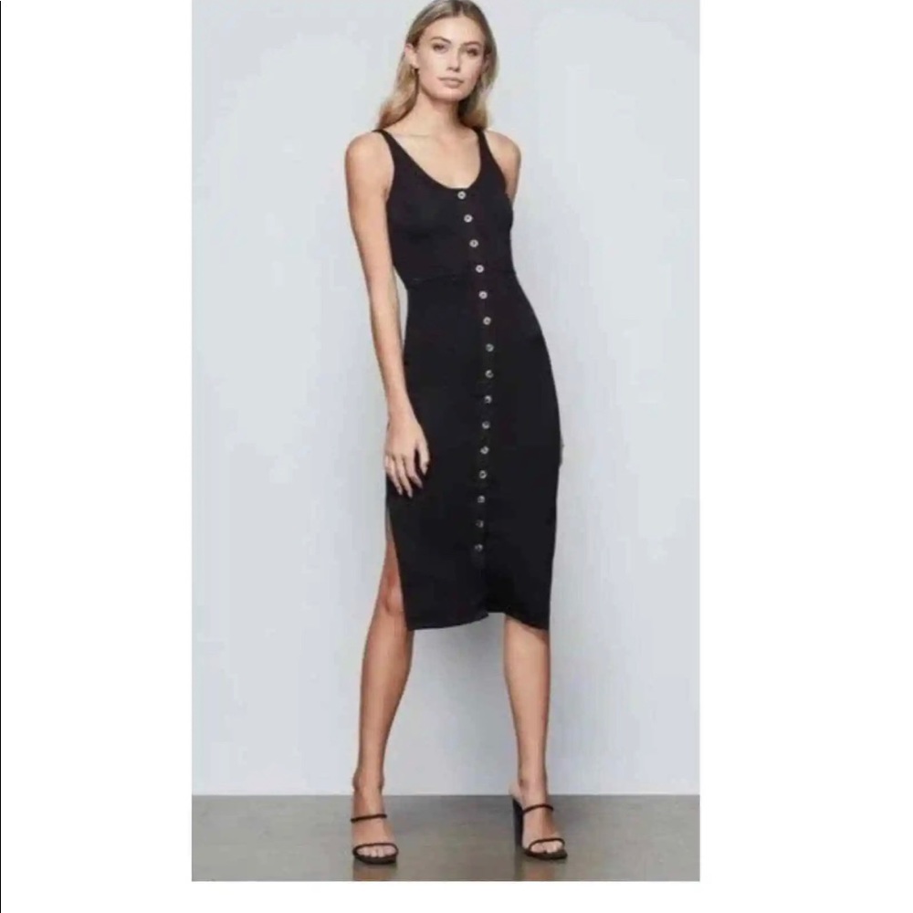 GOOD AMERICAN Button Front Sleeveless Dress In Black (3)